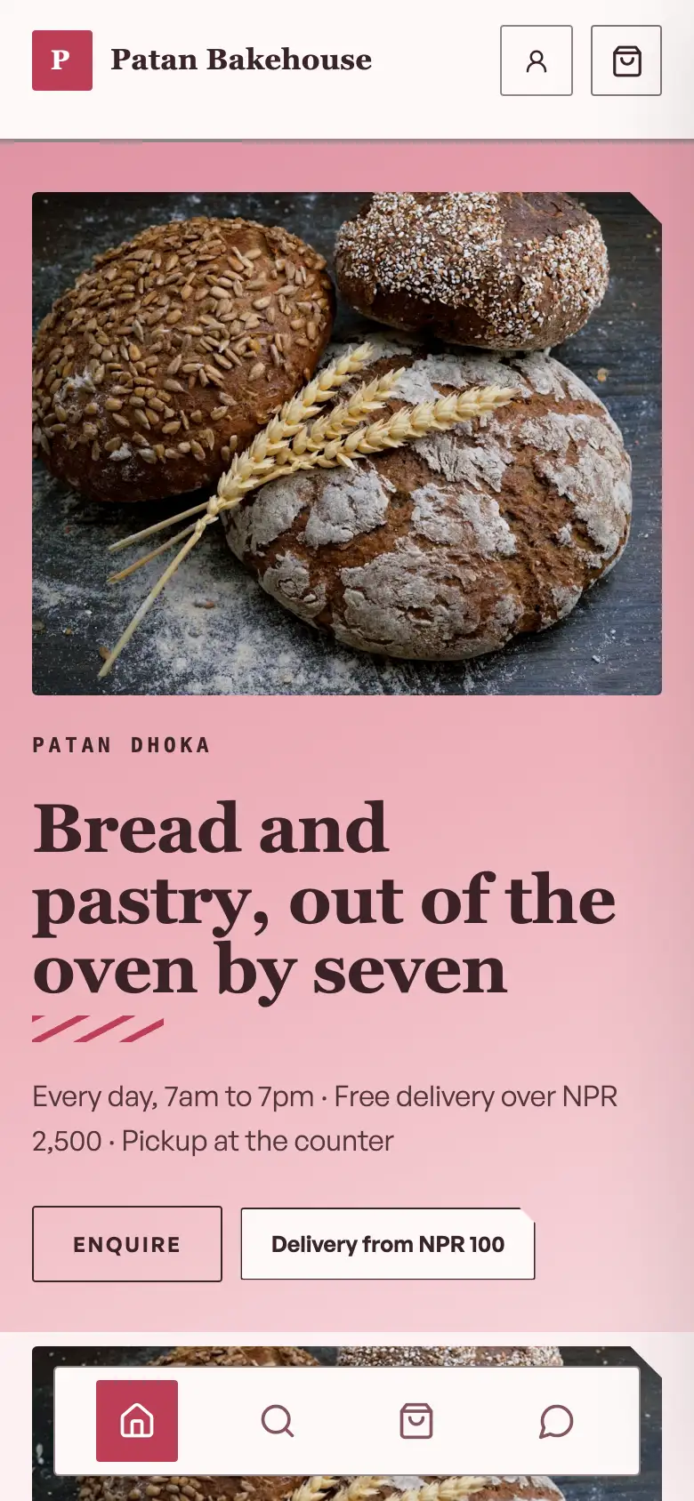 A shop hero on a phone with its headline and subline